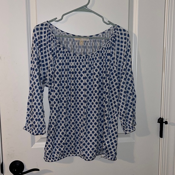 MICHAEL Michael Kors Tops - Michael Kors Women's Padova Print Knit Scoop Top White Blue Paisley Size 1X